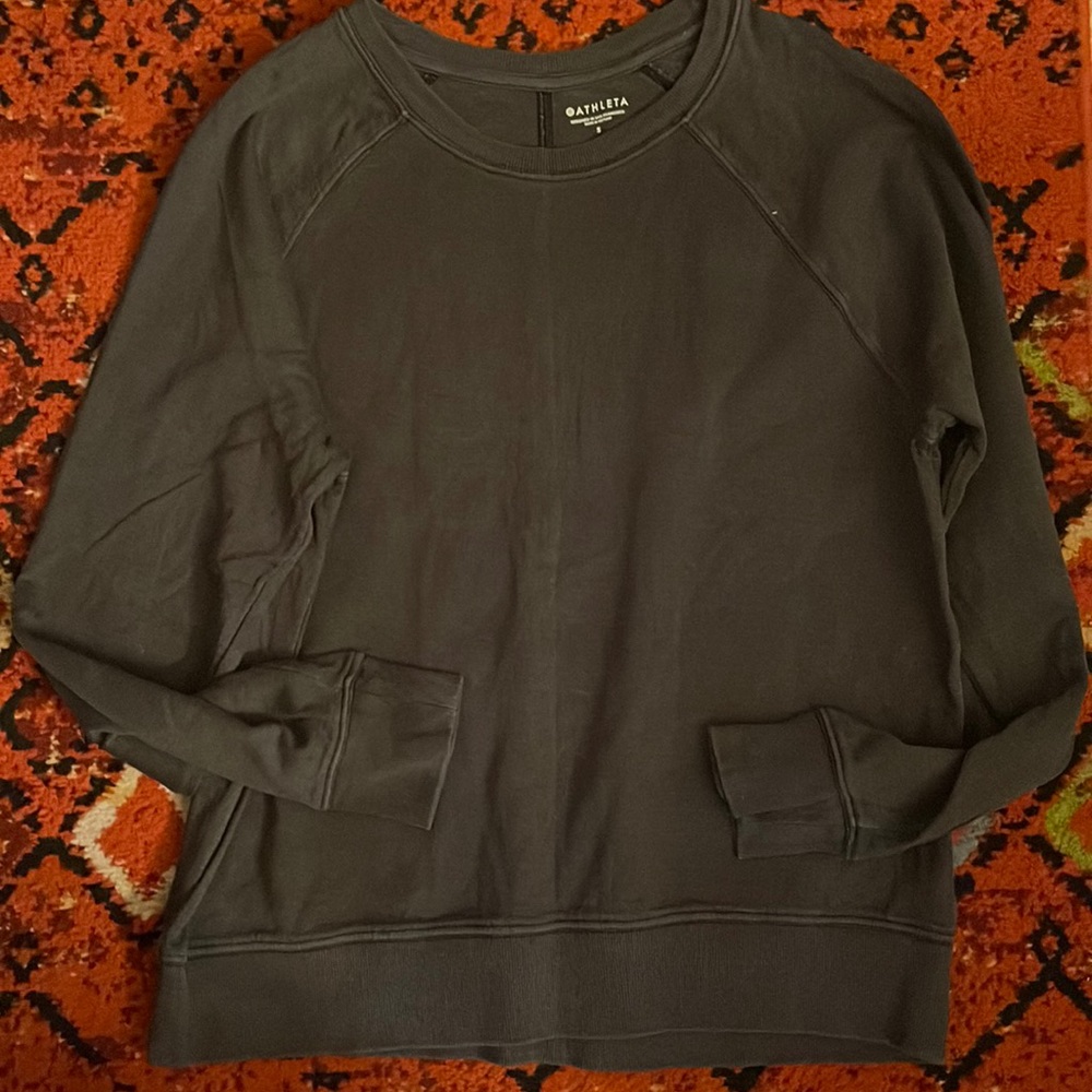 Athleta Sundown Sweatshirt Gray Lightweight Pullover Crew